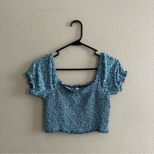 Aerie Floral Smocked Crop Top